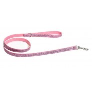  Laisse en cuir glacé rose brillant 2X110 cm